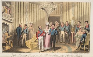 The Evening Party at the Pavilion, Brighton, The English Spy, pub. 1824 (kézzel színezett metszet) alkotó: Isaac Robert Cruikshank