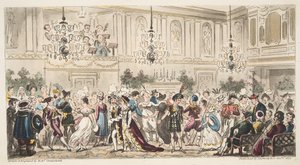 The Fancy Ball at the Upper Rooms, Bath, The English Spy, London, 1824 alkotó: Isaac Robert Cruikshank