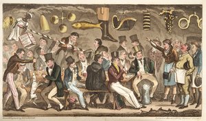 Az Oppidans Múzeum, vagy Eton Court of Claims at the Christopher, Az angol kémből, 1824-ben Londonban alkotó: Isaac Robert Cruikshank