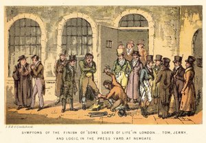 Néhány londoni élet befejezésének tünetei, Tom, Jerry és Logic, a Press Yardban, Newgate-ben alkotó: Isaac, Robert and George Cruikshank