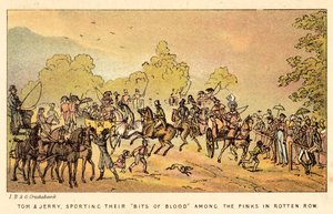 Tom és Jerry, a Bits of Blood-jukkal a rózsaszínek között a Rotten Row-ban alkotó: Isaac, Robert and George Cruikshank