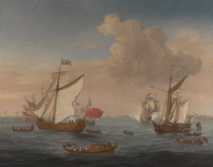 Hajók a Temze torkolatában Sheerness közelében alkotó: Isaac Sailmaker