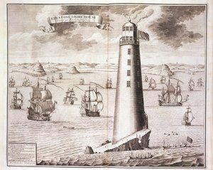 Az Eddystone világítótorony, Hendrick Hulsbergh metszete, 1713 (lásd még: 40669)