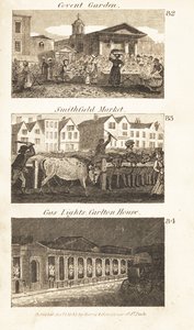 Kereskedelem a Regency Englandben: Covent Garden, Smithfield Market és gázlámpák a Carlton House-on alkotó: Isaac Taylor