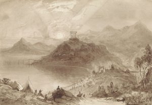 Klasszikus táj templommal alkotó: Isaac Weld