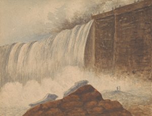 Kilátás a Niagara-vízesésre, két figurával a sziklán a jobb előtérben alkotó: Isaac Weld
