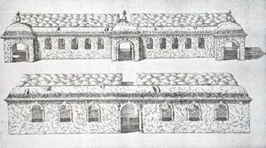 Árkádos árkádos sétányok a „The Gardens of Wilton”-ból, 1645 körül (metszet)