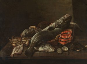 Csendélet halakkal alkotó: Isaac van Duynen