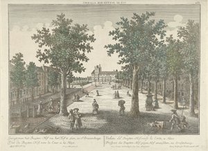 Kilátás a hágai Buitenhofra Vue du Buyten-Hof, a la Haye. (cím a tárgyon) alkotó: Isaac van Haastert