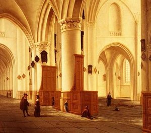 Kilátás a St. Bavo templom északi és déli folyosójára, Haarlemben