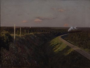 Útközben egy vonat, 1890-es évek alkotó: Isaak Ilyich Levitan