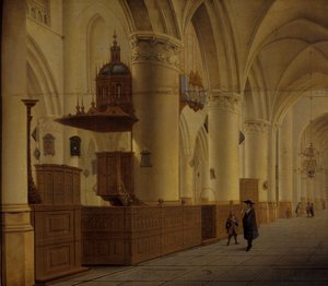 St. Bavo belseje Haarlemben (olaj tölgyfán) alkotó: Isaak Nickelen