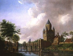 Kilátás a Kleine Houtpoortra, Haarlem alkotó: Isaac Ouwater