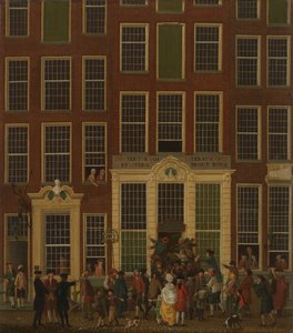 Jan de Groot könyvesboltja és lottóügynöksége az amszterdami Kalverstraatban, 1779