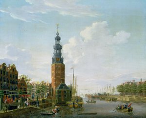 Amszterdam kilátása az Oudeschans-parti Montelbaanstorennel, 1777