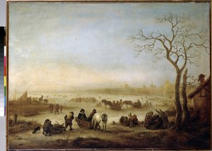 Lac sárga (Frozen Lake). Peinture de Isaac van Ostade (1621-1649)