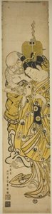 Fiatal nő és Hotei alkotó: Ishikawa Toyonobu