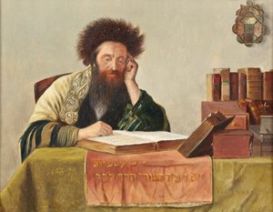 Egy rabbi, aki a Talmudot olvassa