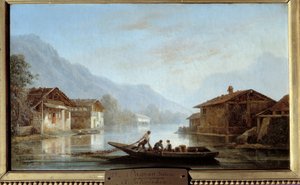 Svájci halászok Interlakenben. Isidore Dagnan (1794-1873) festménye alkotó: Isidore Dagnan