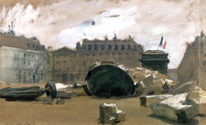A párizsi kommün: a ledöntött Vendome oszlop alkotó: Isidore Pils