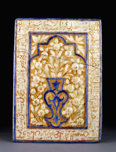 Egy csempe Timurid szultán "Abu Sa"id épületéből, stilizált vázával, amely fehér virágszórókat bocsát ki, kb. 1455-6 alkotó: Islamic School