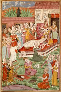 Iszlám művészet: "" Roustam Cesarian születése""" Perzsa miniatűr Ferdowsi (Firdawsi vagy Ferdawsi vagy Firdousi) "" Shahnameh"" (Shah Nama, Shahnama) (Királyok könyve) című epikus költeményének kéziratából, kb. 940-1020 körül) (ms. 607) Chantilly, Musee C alkotó: Islamic School