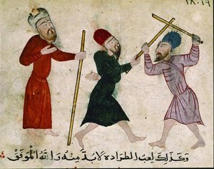 Férfi párbaj, Old Kairóból (Fostat), 910-1171 alkotó: Islamic School