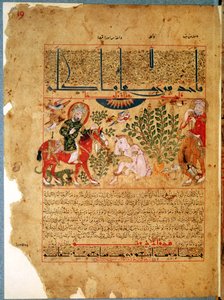 Ms. Arabe 2964 fol.19 The Doctor Anoromachus, aki meggyógyította bátyját, akit egy kígyó megmart, Theriac traktátusából Galien után, 1217 alkotó: Islamic School