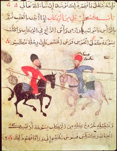 Két férfi párbaj lóháton, Old Kairóból (Fostat) alkotó: Islamic School