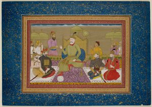 Yusuf Adil Shah Bijapur következő négy uralkodójával trónolt, 1750 körül (vellum) alkotó: Islamic School