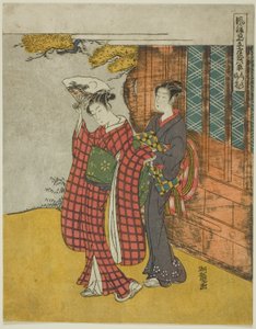 Tiszta idő a rajongóról (Ogi no seiran), a "Nyolc szalonkép divatos paródiái (Furyu mitate zashiki hakkei)" sorozatból alkotó: Isoda Koryusai
