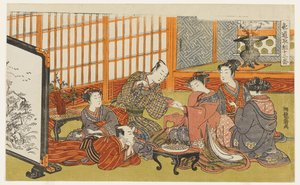 Címlapel a Szerelem útjának tizenkét küzdelme című sorozatból (Shikidō torikumi jūniban) alkotó: Isoda Koryusai