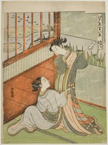 Liba ereszkedik le Yoshiwarában (Yoshiwara no rakugan), a "Nyolc nézet az Edo Pleasure Quarters (Edo irozato hakkei)" sorozatból alkotó: Isoda Koryusai