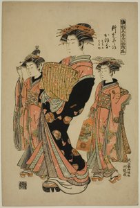 Kaoru, a Shin-Kanaya, a "Modells for Fashion: New Designs olyan friss, mint a fiatal levelek (Hinagata wakana no hatsu moyo)" sorozatból. alkotó: Isoda Koryusai