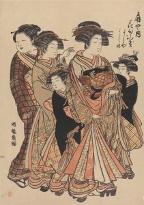 Hanaofuki, Yoshiya és Yoshino kurtizánok az Ōgiya bordélyból alkotó: Isoda Koryusai