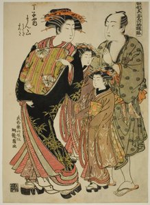 Manzan of the Chojiya, a "Modells for Fashion: New Designs olyan friss, mint a fiatal levelek (Hinagata wakana no hatsu moyo)" sorozatból. alkotó: Isoda Koryusai