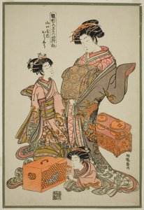 Oshu, a Yamaguchiya, a "Modells for Fashion: New Designs olyan friss, mint a fiatal levelek (Hinagata wakana no hatsu moyo)" sorozatból. alkotó: Isoda Koryusai