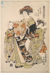 Sugatami kurtizán a Tsuruya bordélyházból, „Az év első mintáinak mintakönyve, frissen, mint a tavaszi füvek” („Hinagata wakana no hatsu moyō”) sorozatból alkotó: Isoda Koryusai