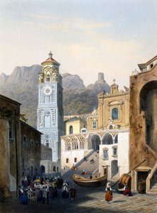 Amalfi székesegyház régi homlokzattal (színes litó)