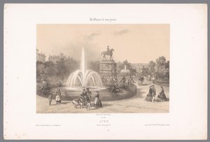 Zicht op de Place Napoléon te Lyon Lyons. Helyezze Napóleont (cím a tárgyon) Hedendaags Frankrijk (sorozat címe) Franciaország manapság (sorozat címe a tárgyon) alkotó: Isodore Laurent Deroy