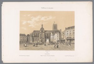Kilátás a Saint-Jacques-templomra és a Dieppe-i Duquesne-szoborra Dieppe. l