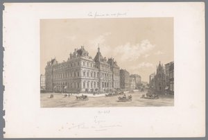 Kilátás a Palais de la Bourse-ra Lyonban Lyons. Palais du Commerce Kortárs Franciaország (sorozat címe) La France de nos jours (sorozat címe) alkotó: Isodore Laurent Deroy