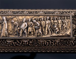 Részlet egy miniatűr emberi csontvázról és szarkofágról alkotó: Israel Rouchomovsky