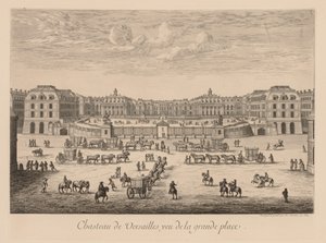 Kilátás a Versailles-i palotára, a főtérről alkotó: Israël Silvestre
