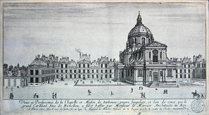 A kápolna és a Sorbonne-ház látképe (metszet) alkotó: Israel the Younger Silvestre