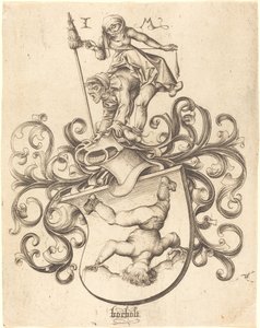 Címer bukdácsoló fiúval, c. 14801490. alkotó: Israhel van Meckenem