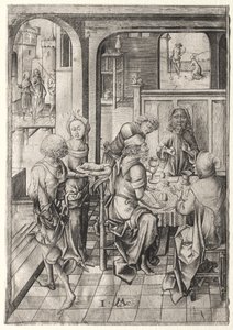 A szenvedély: Vacsora Emmausban alkotó: Israhel van Meckenem