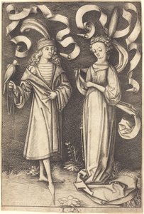 A solymász és nemes hölgy c. 14951503. alkotó: Israhel van Meckenem