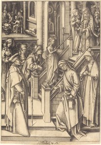 A Szűzanya bemutatása, c. 14901500. alkotó: Israhel van Meckenem