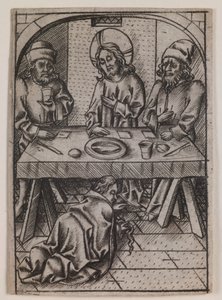 Mária Magdolna Krisztus lábát mossa, 1500 körül (metszet) alkotó: Israhel van the younger Meckenem